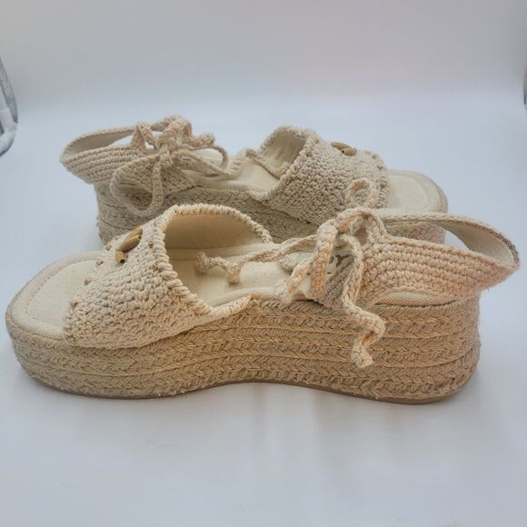 Mudd Women's Y2K Platform Espadrille Sandals Cream Approximate Size 10 Beachy - Picture 2 of 13